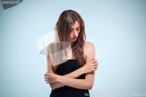 Image of Portrait of sad girl close-up