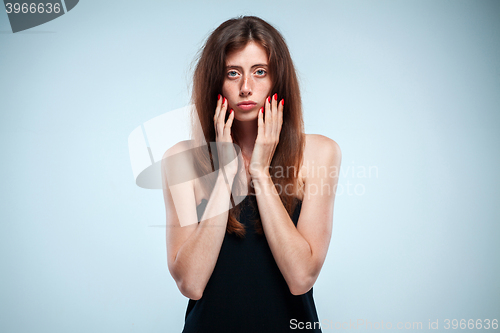 Image of Portrait of sad girl close-up
