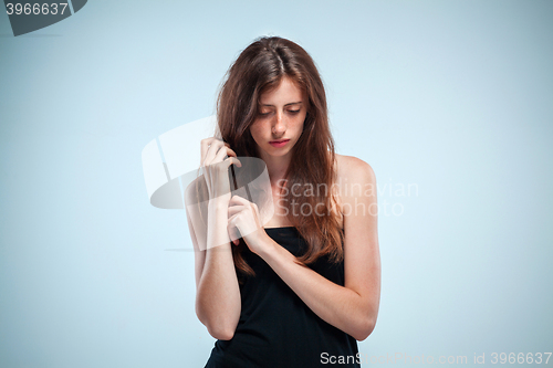 Image of Portrait of sad girl close-up