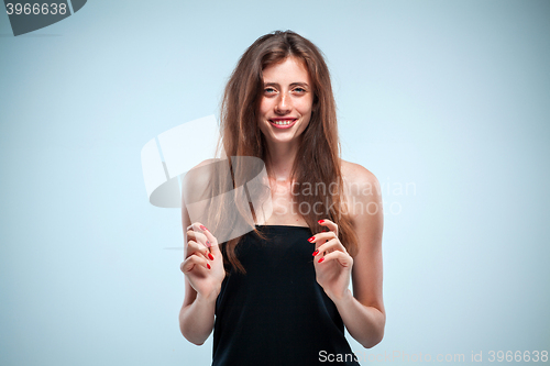 Image of The young woman\'s portrait with happy emotions