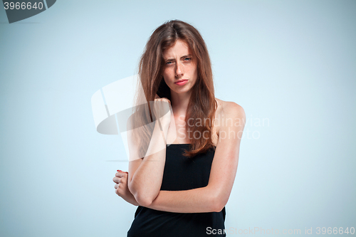 Image of Portrait of sad girl close-up