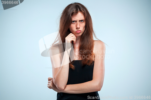 Image of Portrait of sad girl close-up