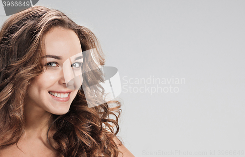 Image of The young woman\'s portrait with happy emotions