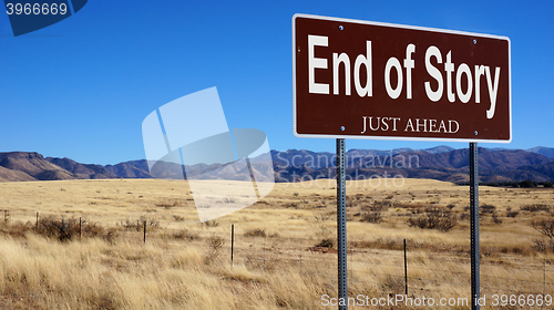 Image of End of Story brown road sign