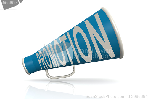 Image of Blue megaphone with promotion word