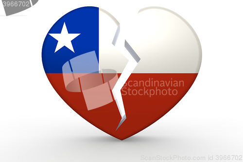 Image of Broken white heart shape with Chile flag