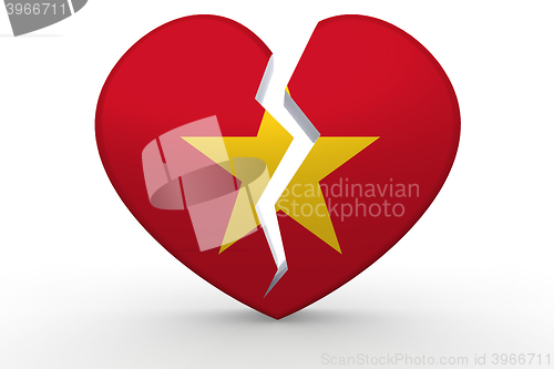 Image of Broken white heart shape with Vietnam flag