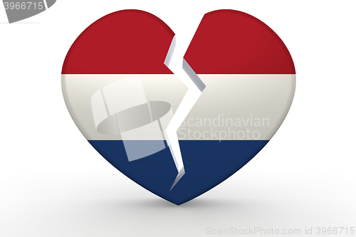 Image of Broken white heart shape with Netherlands flag