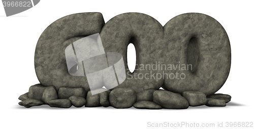 Image of stone number six hundred on white background - 3d rendering