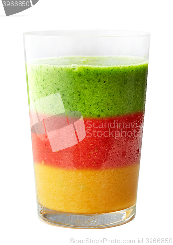 Image of glass of multicolored smoothie