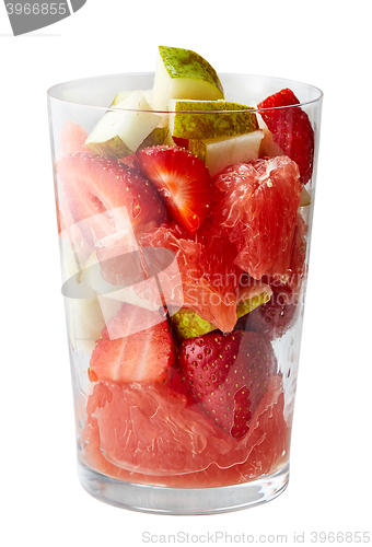 Image of glass of red smoothie ingredients