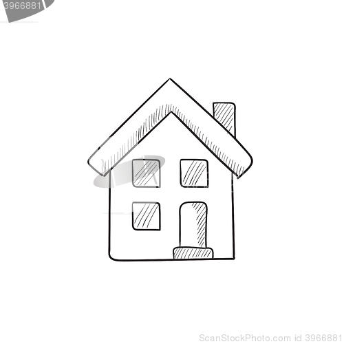 Image of Two storey detached house sketch icon.