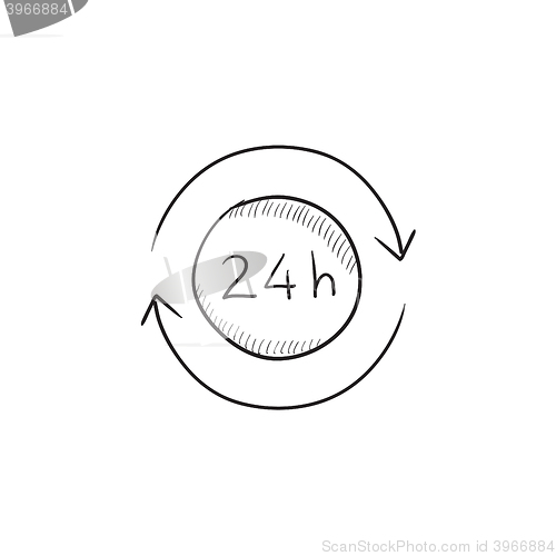 Image of Service 24 hrs sketch icon.