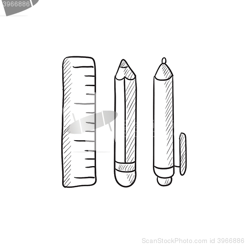 Image of School supplies sketch icon.