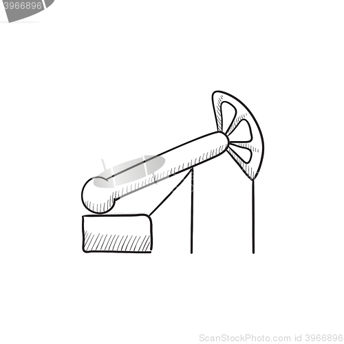 Image of Pump jack oil crane sketch icon.