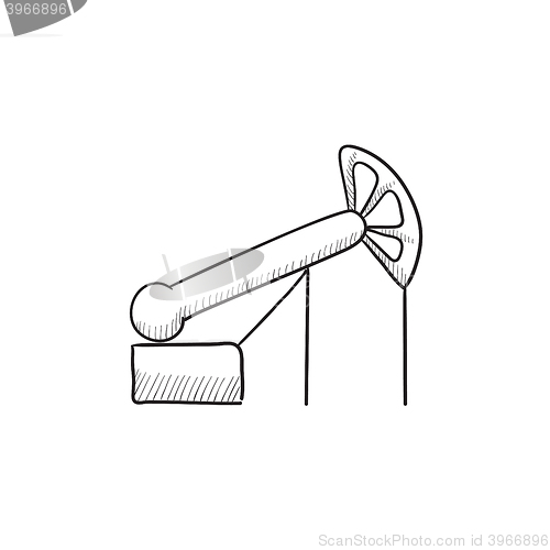 Image of Pump jack oil crane sketch icon.