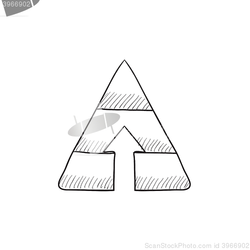 Image of Pyramid with arrow up sketch icon.