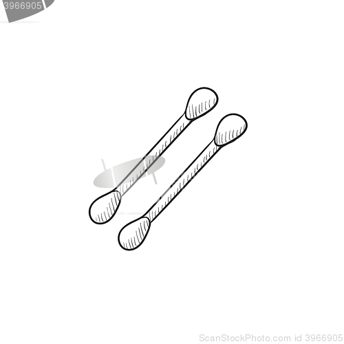 Image of Cotton buds sketch icon. 