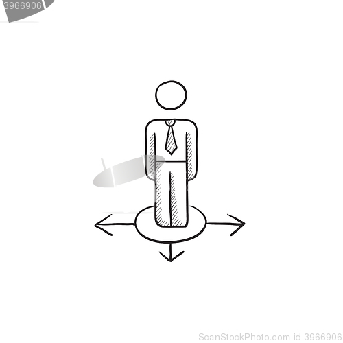 Image of Businessman in three ways sketch icon.
