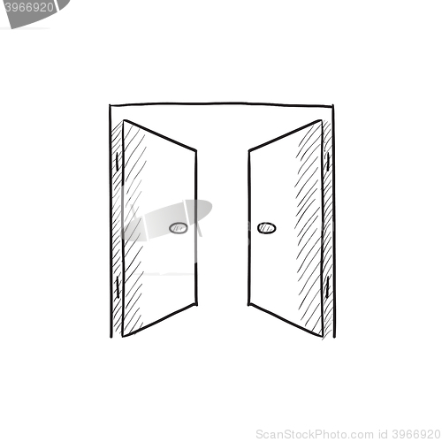 Image of Open doors sketch icon.