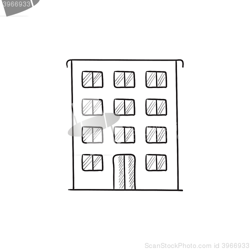 Image of Residential building sketch icon.