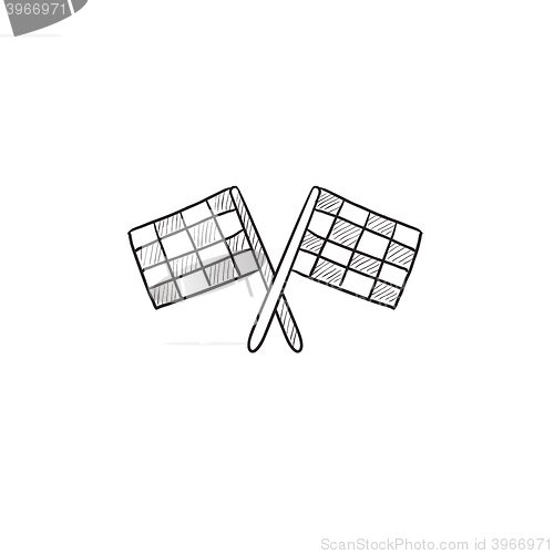 Image of Two checkered flags sketch icon.