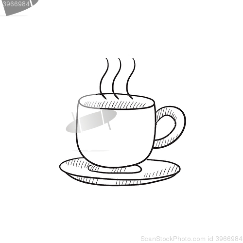 Image of Cup of hot drink sketch icon.