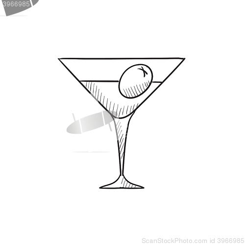 Image of Cocktail glass sketch icon.