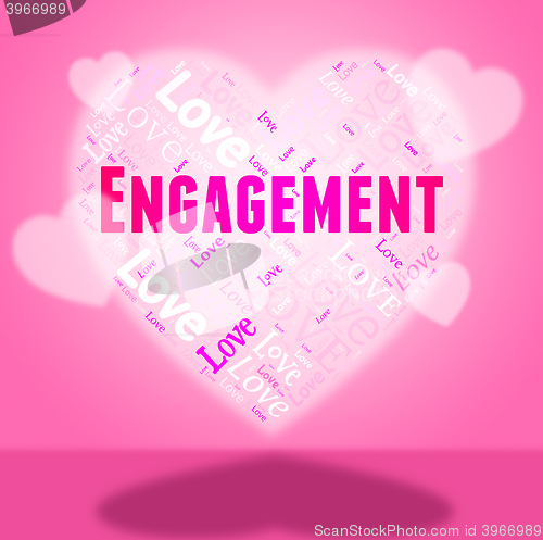Image of Engagement Heart Shows Couple Engaged And Betrothed