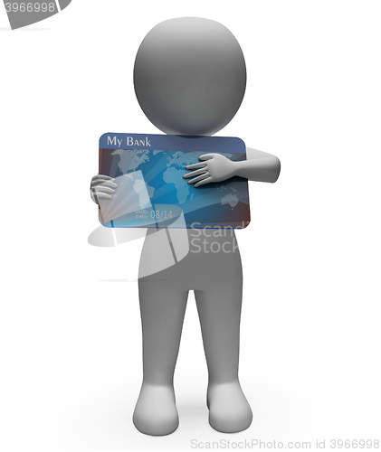 Image of Debit Card Represents Cashless Buyer And Debt 3d Rendering