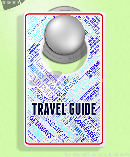 Image of Travel Guide Shows Trip Sign And Touring
