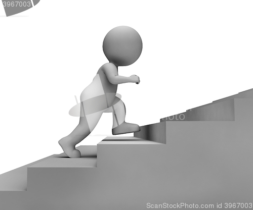 Image of Running Character Means Mission Steps And Render 3d Rendering