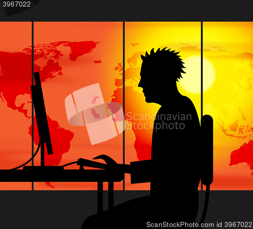 Image of Working Late Represents Offices Toil And Worked