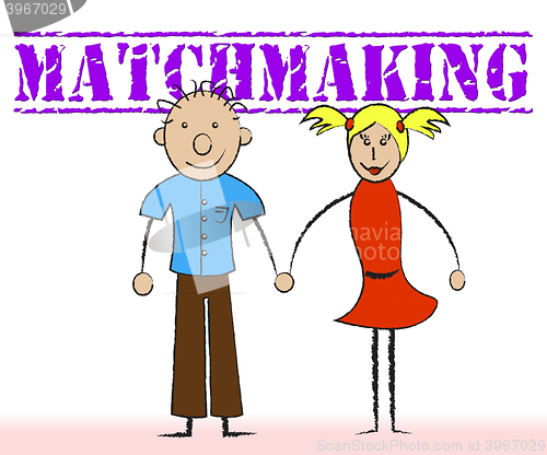 Image of Matchmaking Couple Indicates Relationship Togetherness And Matchmake