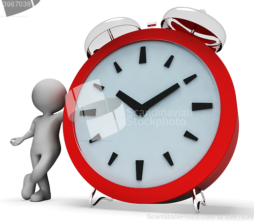 Image of Clock Alarm Shows Render Illustration And Ringing 3d Rendering