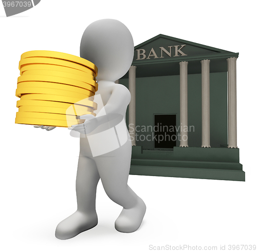 Image of Bank Cash Indicates Wealthy Money And Coin 3d Rendering