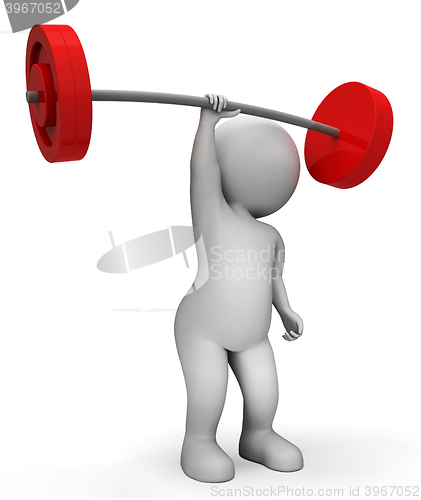 Image of Weight Lifting Means Workout Equipment And Barbell 3d Rendering