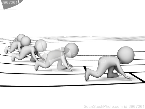 Image of Athletics Running Represents Race Jog And Racing 3d Rendering