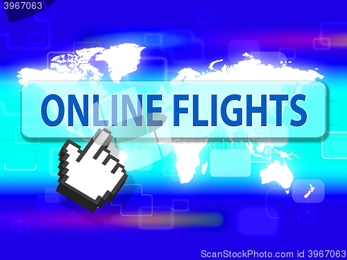 Image of Online Flights Shows Web Site And Aeroplane