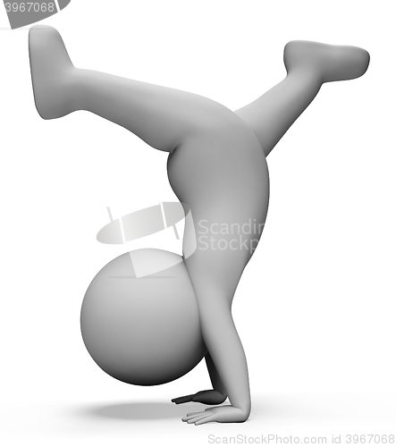 Image of Gymnastics Exercise Indicates Hand Stand And Athlete 3d Renderin