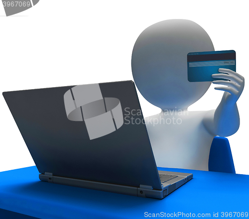 Image of Credit Card Represents World Wide Web And Buyer 3d Rendering