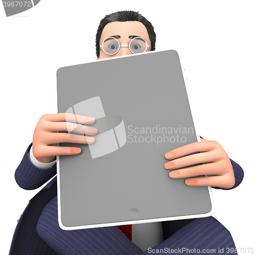 Image of Character Businessman Shows World Wide Web And Computing 3d Rend