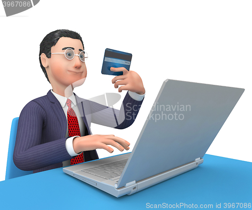 Image of Credit Card Indicates World Wide Web And Businessman 3d Renderin