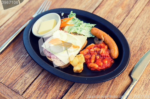 Image of plate of different food on table