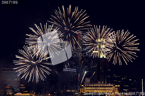 Image of beautiful fireworks at night city sky