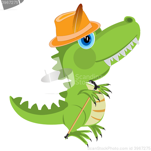 Image of Cartoon of the dinosaur in hat