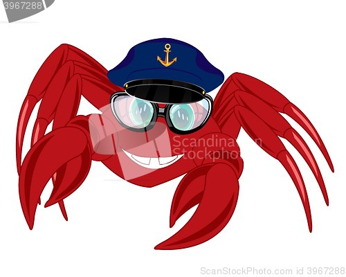 Image of Cartoon of the crab in service cap and spectacles