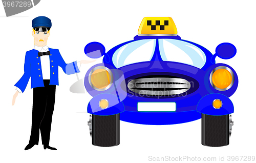 Image of Chauffeur taxi on white background