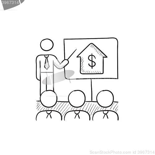 Image of Real estate training sketch icon.