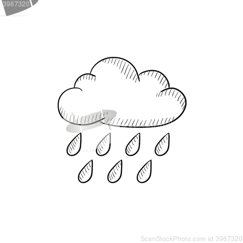 Image of Cloud and rain sketch icon.
